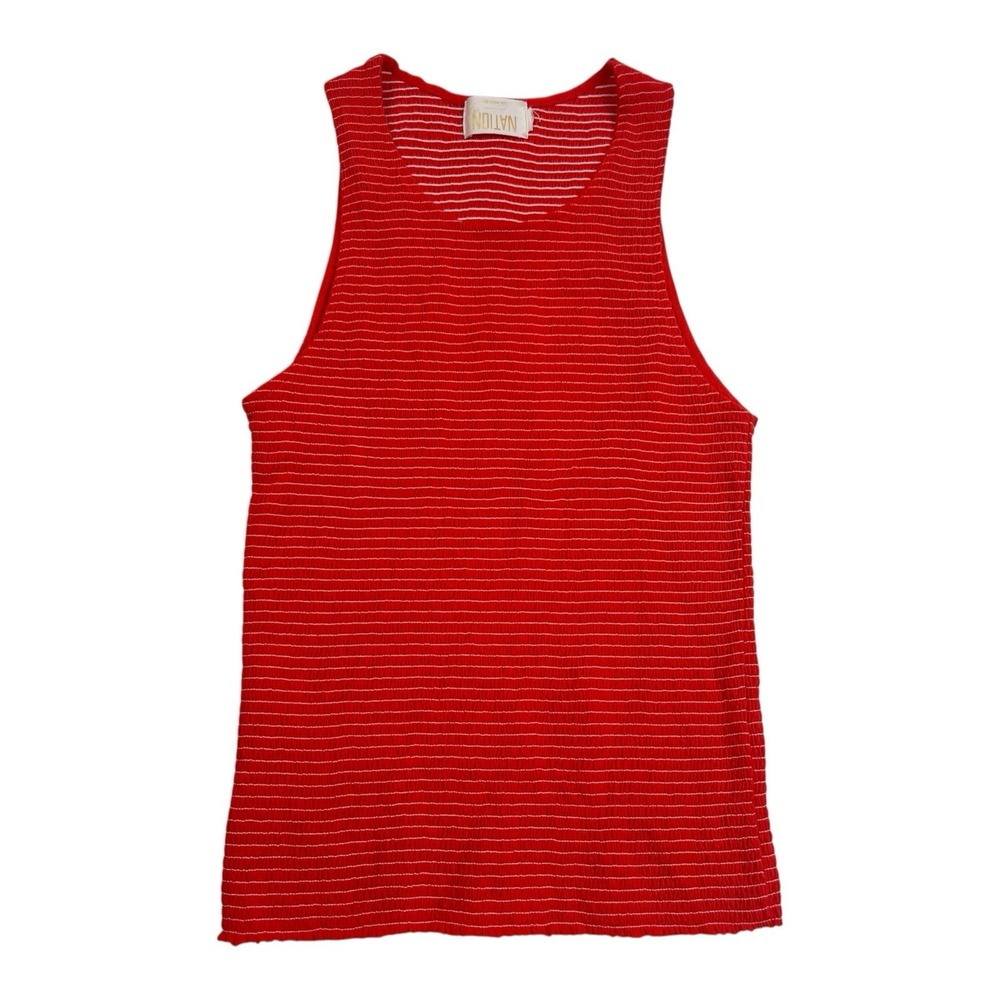 Nation LTD Smocked Shirred Striped Tank Red S
